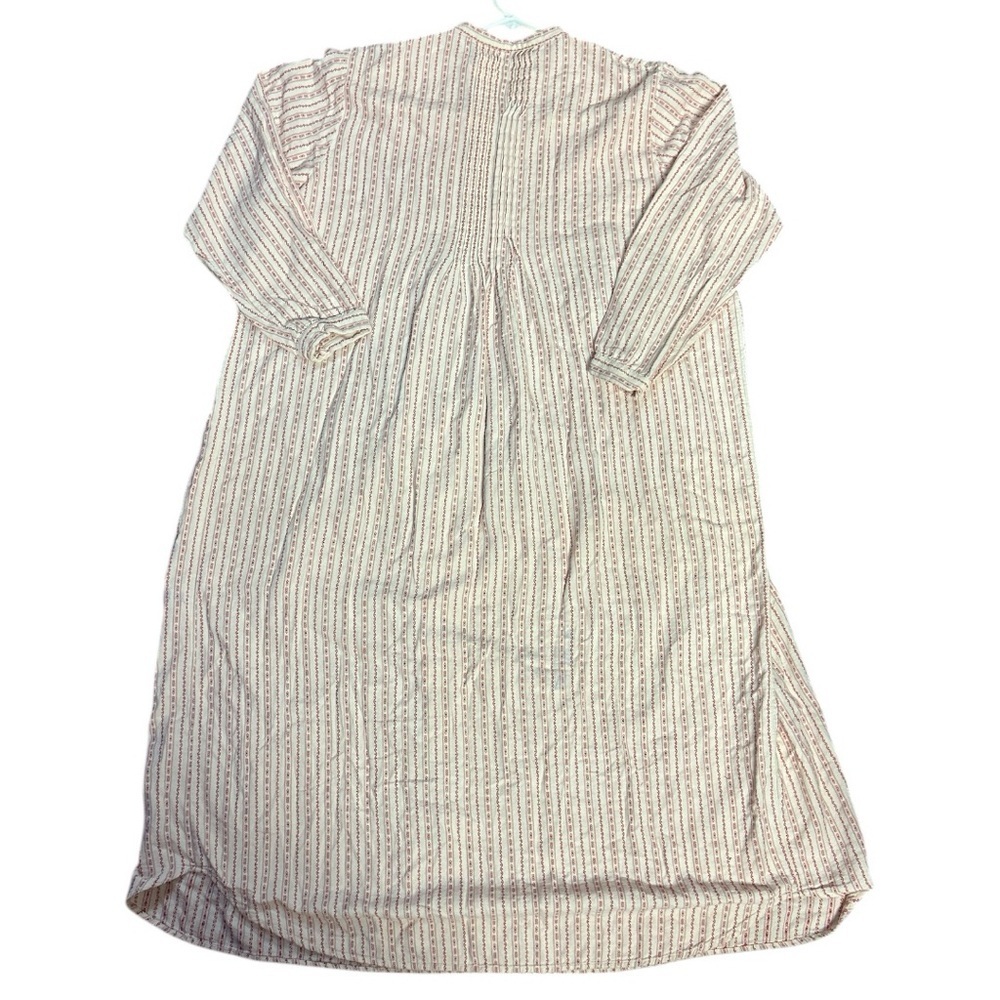 Vtg LL Bean Women’s Dobby Pinstripes Flannel Nightgown Cottagecore Cream Red - Picture 3 of 4